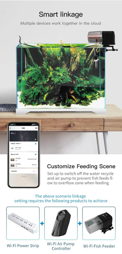 Automatic Aquarium Fish Tank Feeder Timing/Wifi Wireless Smart Phone App Intelligent Speaker Voice Remote Control Fish Feeding