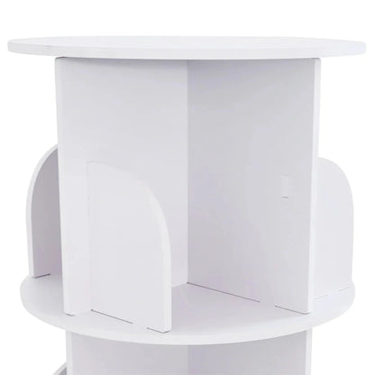 2/4-Tier Wooden Rotatable Bookshelf - 360°Display Floor Standing Storage Rack, White Multifunctional Bookshelf Organizer