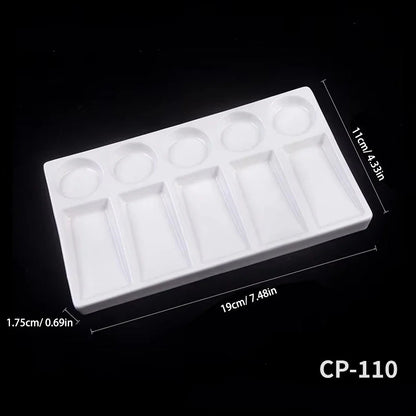 Artsecret 1 pc Simple White Ceramic Multi-Compartment Palette Pigment Mixing Palette Art Supplies Multiple Variants Available
