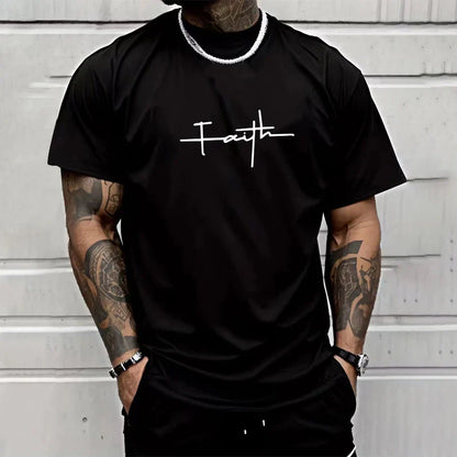 Mens T-shirt Print Casual Short Sleeve Outdoors SportsJogging Loose Tees Daily Lightweight Thin Cotton T-shirt Summer Streetwear