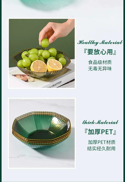 1PCS Table Plates for Serving Plates Dinnerware PET Partitioned Dish Snack Candy Cake Stand Bowl Food Fruit Plates Set Tableware