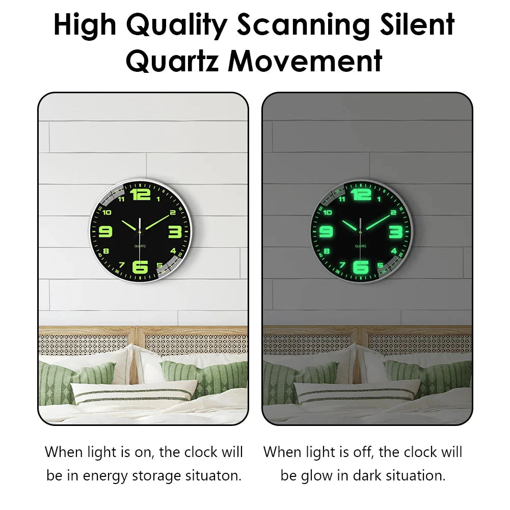 Glow In The Dark Luminous Numbered Round Clock