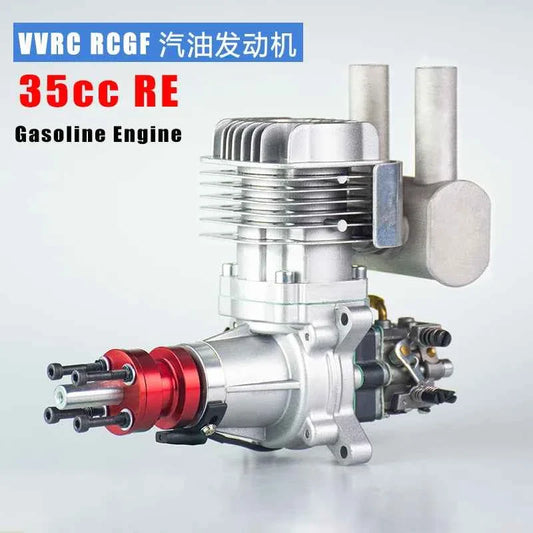 RCGF 35cc RE Rear Exhaust Gas Engine, Walbro Carburetor for Scale RC Aircraft