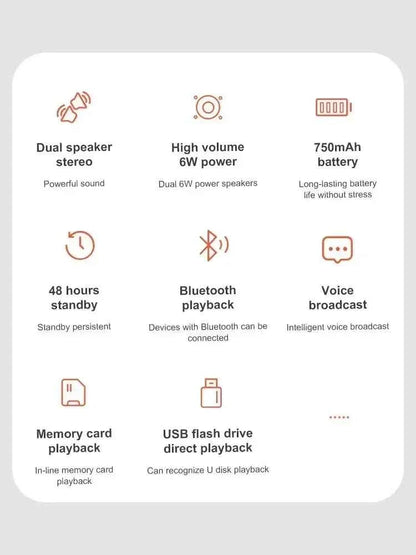 Speakers Wireless Stereo HD Sound Bluetooth 5.0 Portable IP65 Waterproof AUXLong Battery Dual PairingDurable TravelOutdoor