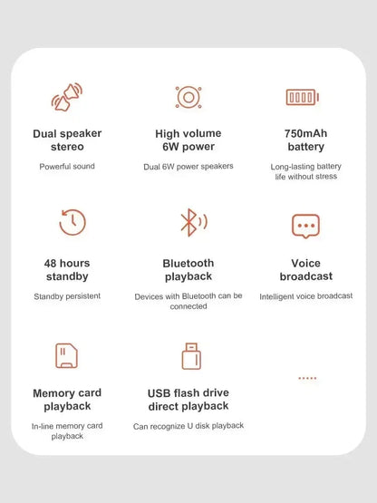 Bluetooth Speaker 8D mini Soundbar Dual Speaker Stereo Tfusb Playback Fm Voice Broadcasting Portable Subwoofer Wireless Speaker