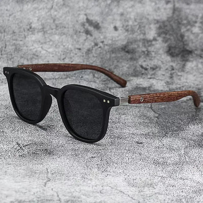 Sunglasses for Men Women Trendy Retro Wood Grain Polarized UV Protection Eyewear Cycling Outdoor Street Photography Sunglasses