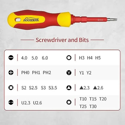 9714B 500V Insulated Screwdriver Set 12Pcs Double-Ended Insulated Screwdriver Tool with Non-Slip Handle All-in-One Prem