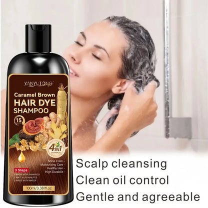 Unisex adult 4-in-1 hair dye shampoo, hair dye shampoo foam, plant-based hair dye, easy to shampoo, cover gray hair