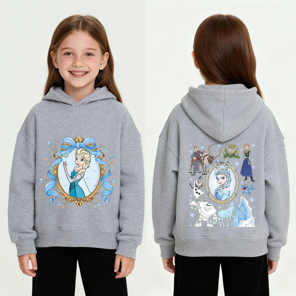 Disney Stitch Frozen Elsa Plush Pullover Hoodie - Children's Winter Fleece Sweatshirt