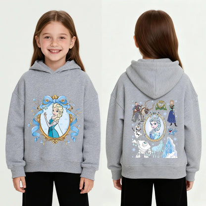 Disney Stitch Frozen Elsa Plush Pullover Hoodie - Children's Winter Fleece Sweatshirt