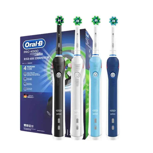 Oral B Electric Toothbrush Pro 4000 Sonic Clean Rechargeable Tooth Brush 4 Cleaning Modes Pressure Sensor Light Wateproof