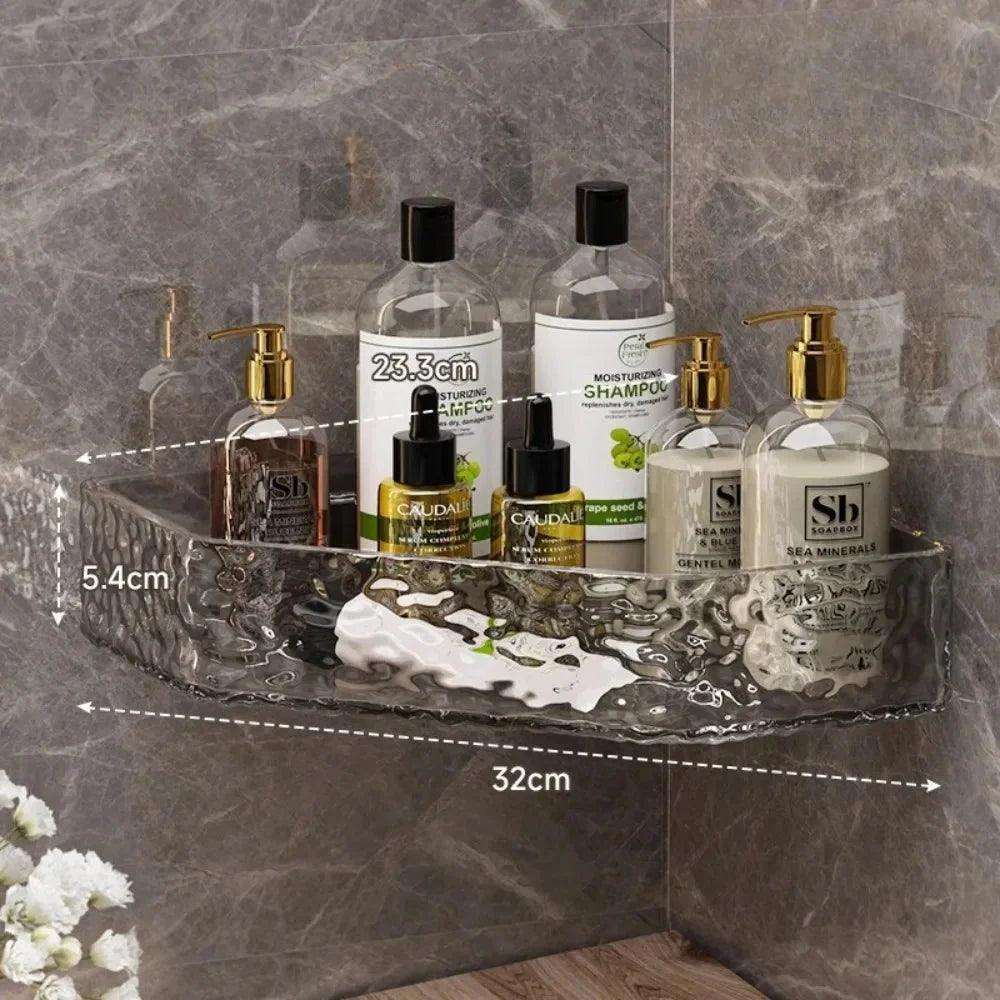 Wall Mount Corner Shelf Glacier Design Clear Bathroom Shelf for Shampoo Soap Storage Organizer Shower Caddy Bathroom Accessories