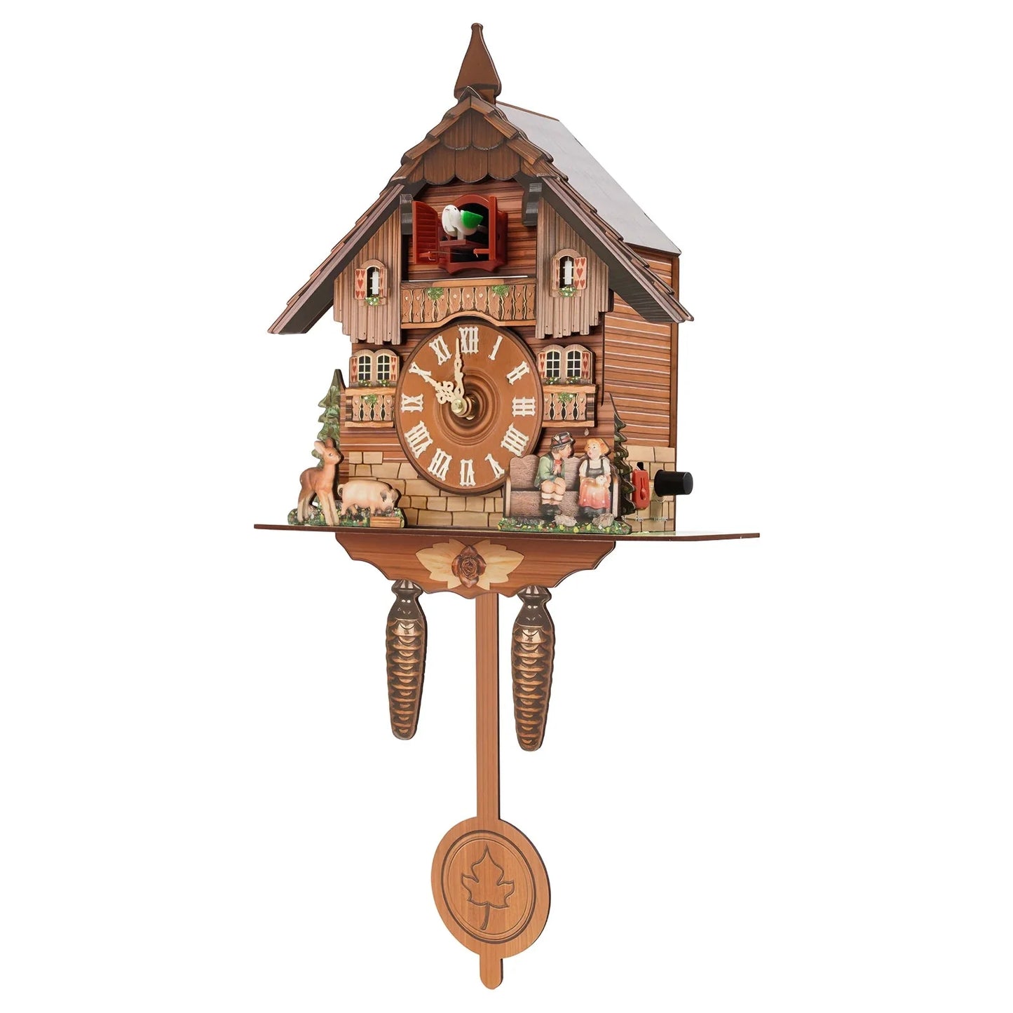 Wall Mount Clock Cuckoo Clock, Wood Cuckoo-Clock 7:00-21:00 Chime Time 25*10*50cm Pointers+Time Scales Display