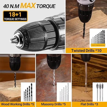 20V DEKO  cordless drill kit with battery,  manual repair, men's drill,basic toolbox, suitable for household tools