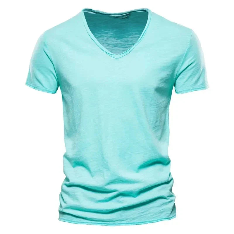 2025 New  Men T Shirt Tops V Neck Thin Short Sleeve Tees High Quality Men's Fashion Fitness Hot T-shirt For Men