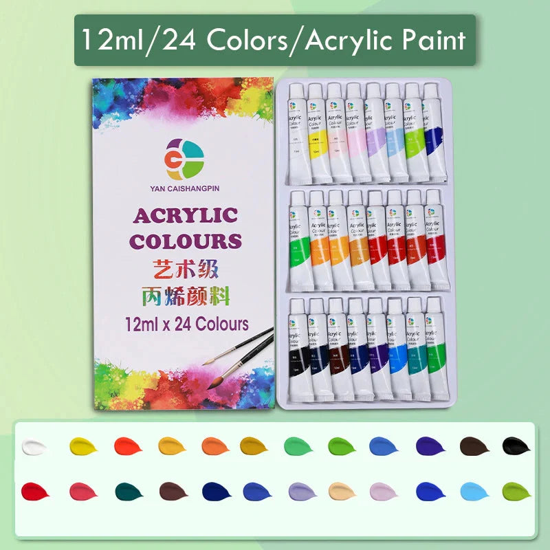 12/18/24/36 Colors Acrylic Paint Set Art Supplies акриловые краски 야광도료 for Artist On Metal Plastic Ceramic Leather Wood Glass