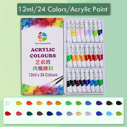 12/18/24/36 Colors Acrylic Paint Set Art Supplies акриловые краски 야광도료 for Artist On Metal Plastic Ceramic Leather Wood Glass