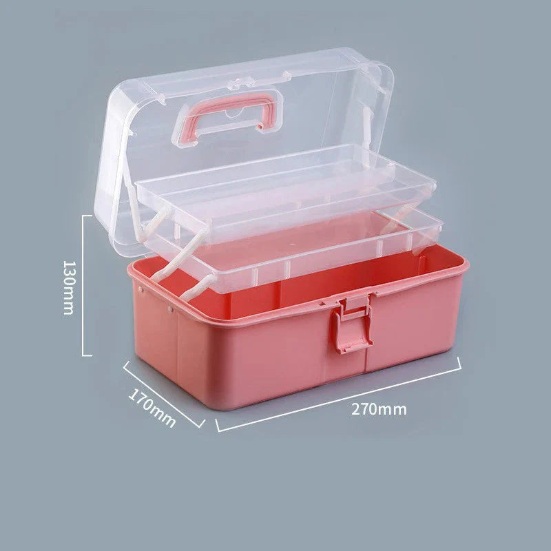 Three-tier Art Toolbox Carry Case – Organizes brushes, paints, palettes, and other art supplies with categorized storage.