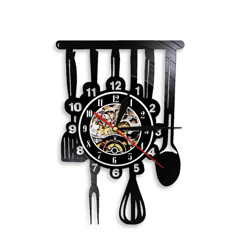 The Kitchen The Heart Of The Home Inspired Vinyl Record Clock Modern Design Vinyl Wall Watch Kitchen Decor Noiseless Timepieces