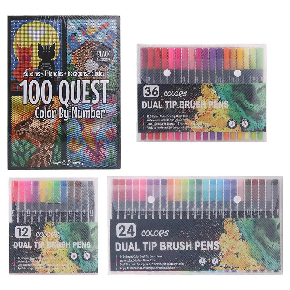 Cartoon Activity Color Painting Book Educational DIY Double-Sided Watercolor Pencil Hand Painted Quick-drying
