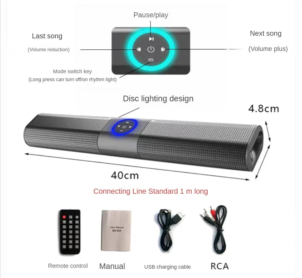 DIXSG Wireless Bluetooth Soundbar - 3D Surround Home Theater Speaker System