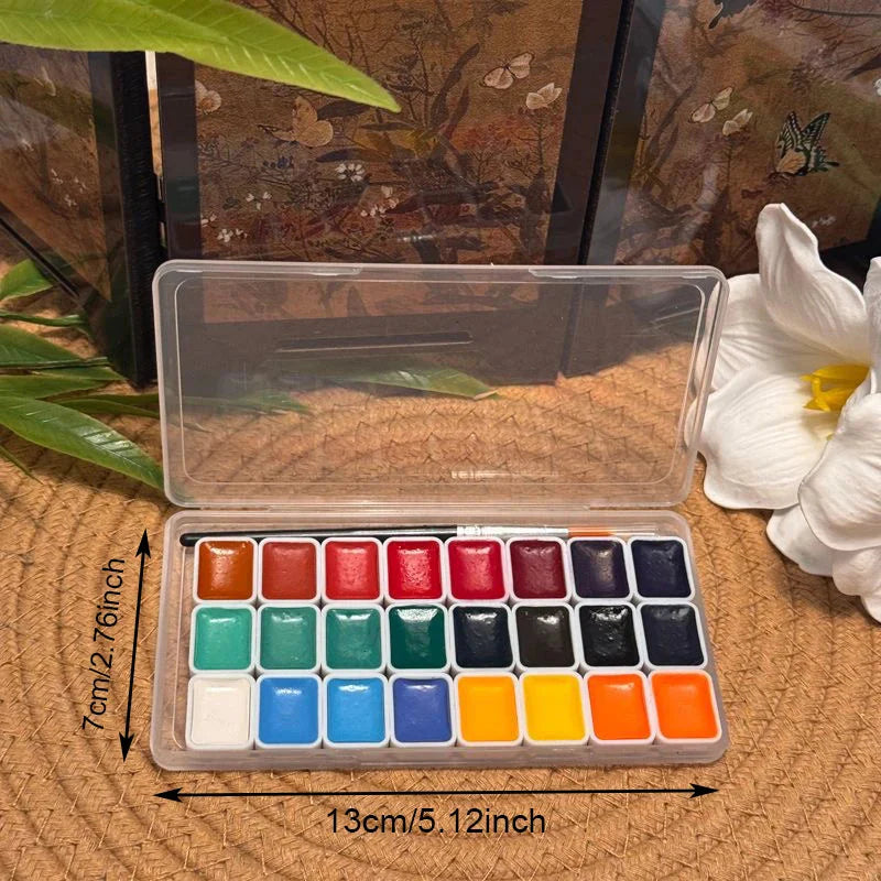 The 24-color traditional Chinese painting pigments for Nail art or beginners in ink wash painting and landscape painting