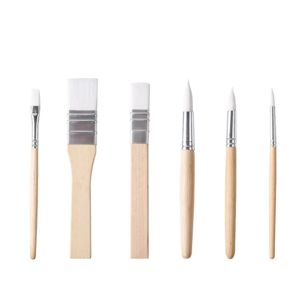 Art Paint 3/6pcs Painting Brush Set Different Shape Professional Watercolor Gouache Oil Brush Set Wooden Handle Flat Tip Head