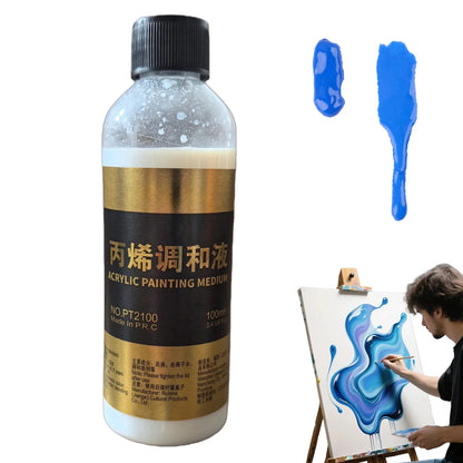 Acrylic Fluid Medium Paint Thinner Art Acrylic Paint Thinner for Teachers Artists Palette Preparation Color Blending Craft 100ml