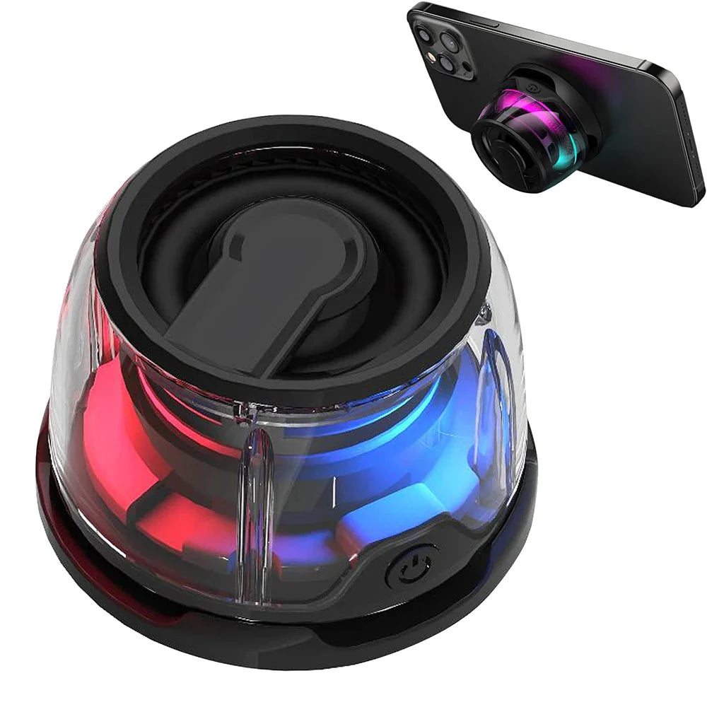 Magnetic Portable Bluetooth Speaker Mini Sound Box HiFi Stereo Soundbar Wireless Loudspeaker with LED Color Light Phone Holder