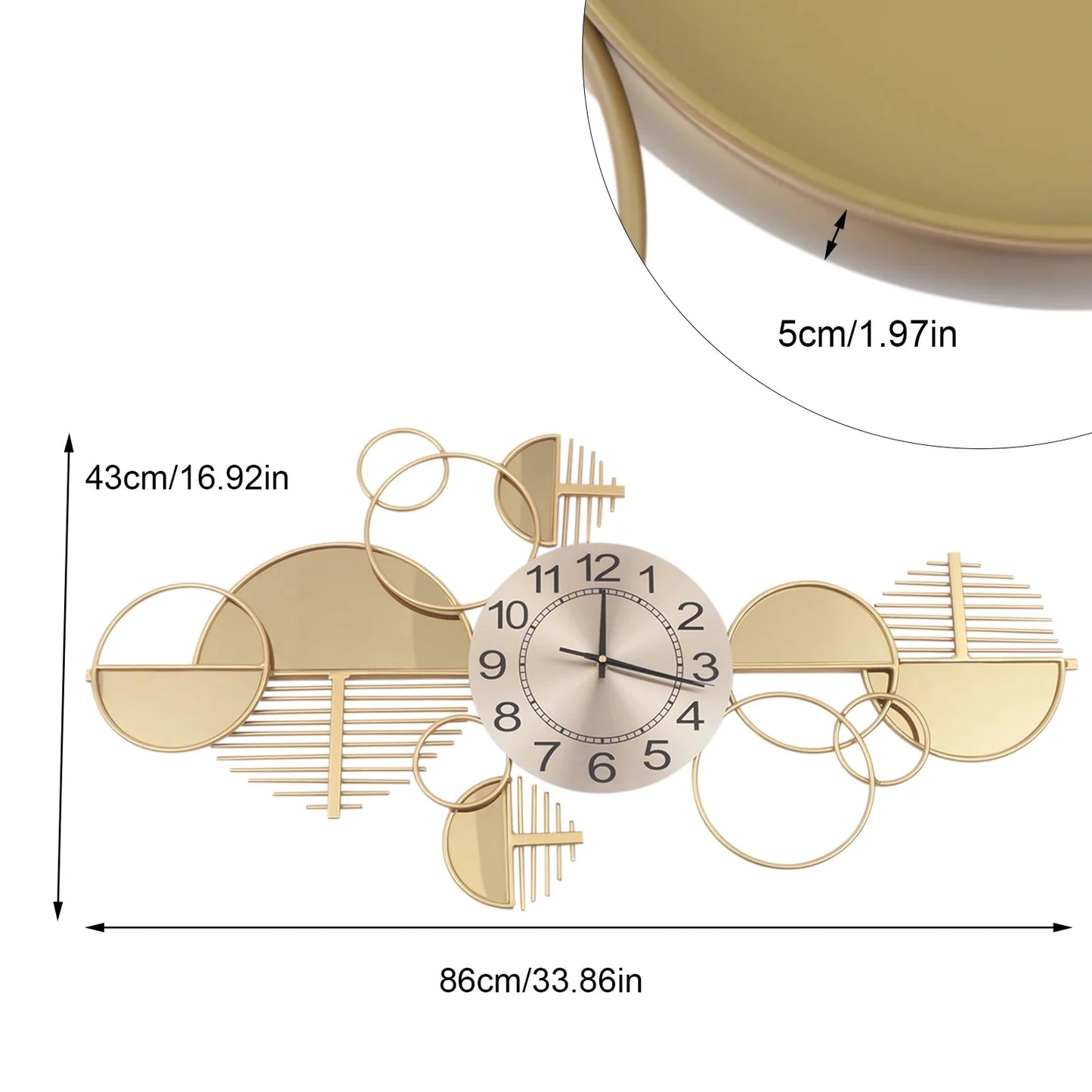 Gold Metal Creative Minimalist Style Decorative Clock