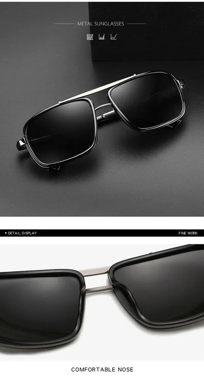 Polarized Punk Sunglasses Men Vintage Fashion Steampunk Square Sun Glasses Male Driving Googles Summer Travelling Shades UV400