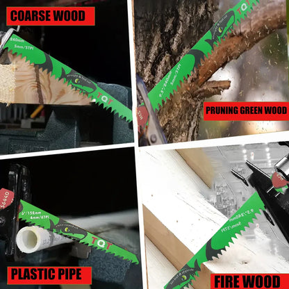10Pcs 6-9.5-12 Inch Long Reciprocating Saw Blades 5-6Tpi Hcs 150mm Saber Blades for Cutting Wood Pvc for Bosch Makita Dewalt DIY Tool