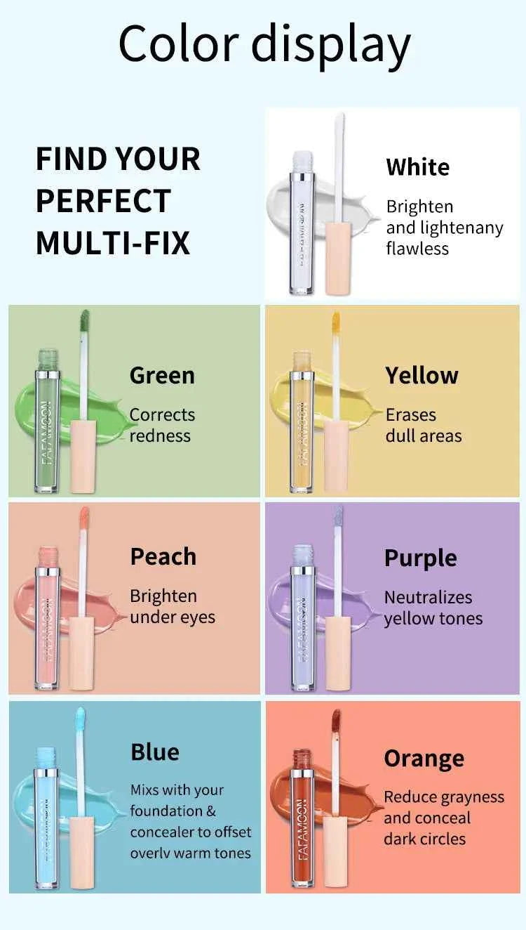 7-color Concealer Eye Dark Circles Red Spots Acne Marks Cover Liquid Concealer Face Foundation Correcting Skin Color Cosmetics