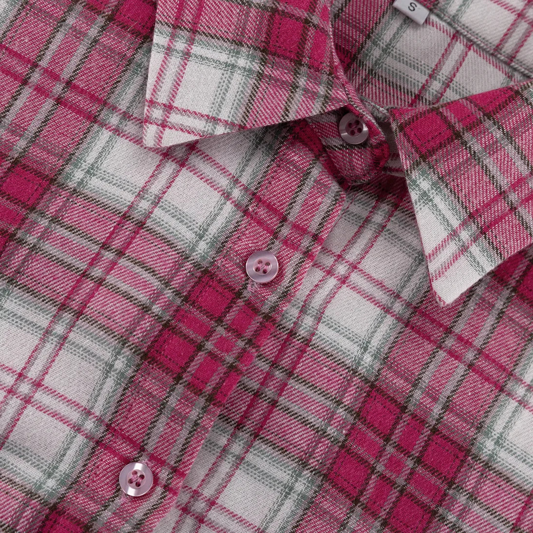 Pink Plaid Shirt for Women in Europe and America New Versatile Loose Shirt for Women Removable Long-sleeved Lapel Top