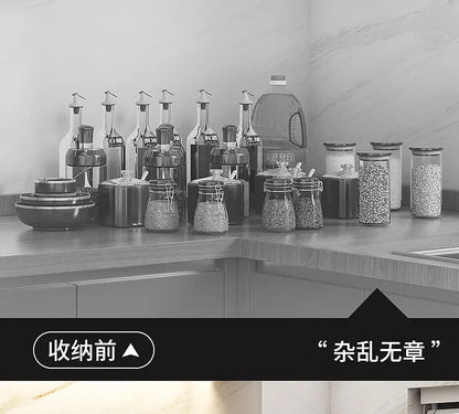 Stainless Steel Kitchen Storage Shelf Seasoning Jar Spice Storage Rack Chopsticks Knife Shelf Bar Organizer Kitchen Supplies