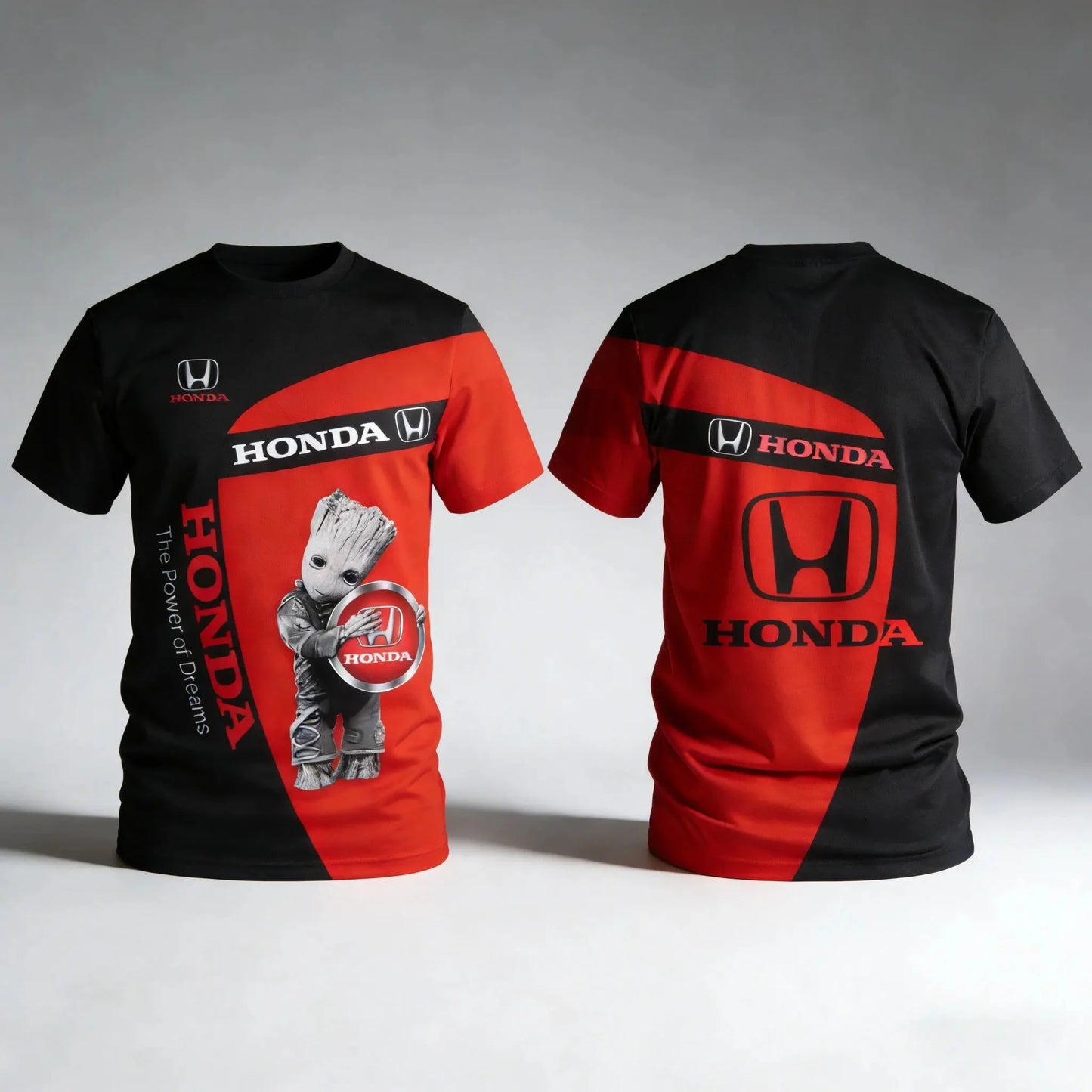 Honda Mens Tshirt In Black And Red Fashionable Street Style Cool And Cute Commuting Sports And Leisure Gatherings And Fun Exhibi