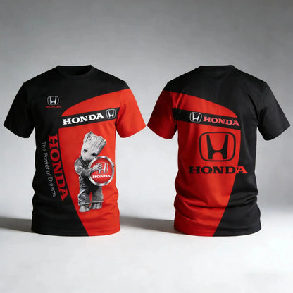 Honda Mens Tshirt In Black And Red Fashionable Street Style Cool And Cute Commuting Sports And Leisure Gatherings And Fun Exhibi