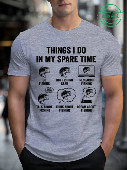 T-Shirts for Men Fishing Meme Punny Pun Dad Joke Meme Fisherman Gift Shirts Tees Short Sleeve Men's Clothing