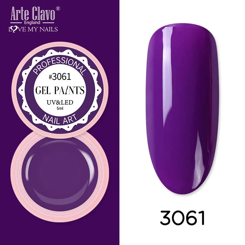 Arte Clavo Painting Gel 72 Colors 5ml Professional Nail Paint Color Gel Polish For Nail Art UV Gel Lacquer Gel Top Coat Manicure