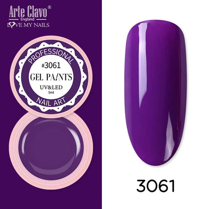 Arte Clavo Painting Gel 72 Colors 5ml Professional Nail Paint Color Gel Polish For Nail Art UV Gel Lacquer Gel Top Coat Manicure
