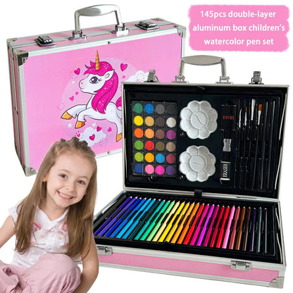 145 aluminum box art supplies for elementary school students, painting tools, children's brush sets, Christmas and New Year gift