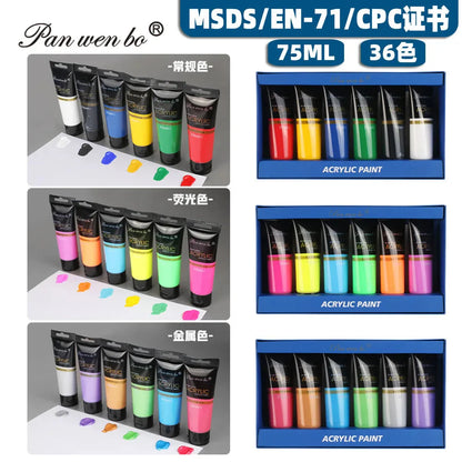 Acrylic Paint Set 6/12 Colors 25ml,Water-Proof Portable Art Rich Pigments for DlY Craft,Drawing,Painting,Canvas, Rock
