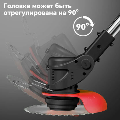 Electric Lawn Mower Cordless Grass Cutter with 2 Batteries Handheld Lawnmower Adjustable Length Grass Trimmer