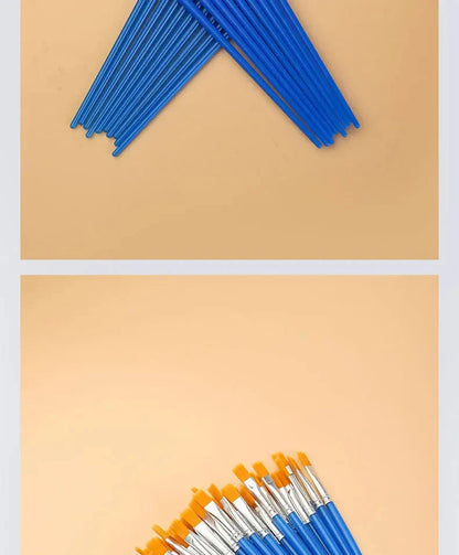 10/20/50Pcs Painting Brushes Set Art Round / Flat Brushs Nylon Hair Paint Brushes Pen for Oil Acrylic Watercolor Art Supplies