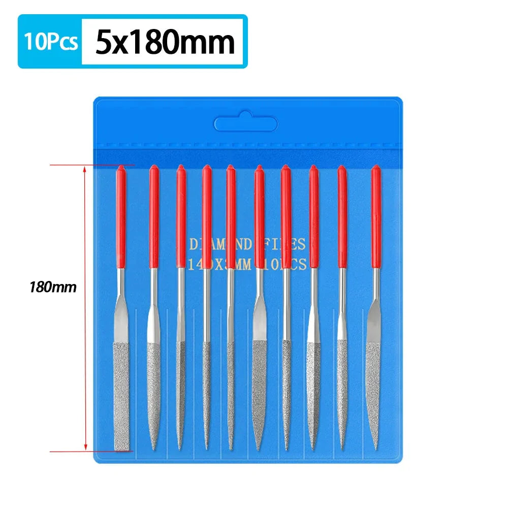 Diamond Mini Needle File Set for Carpentry Jewelry Stone Glass Metal Ceramic Polish Carving DIY Craft Woodworking Hand Tools