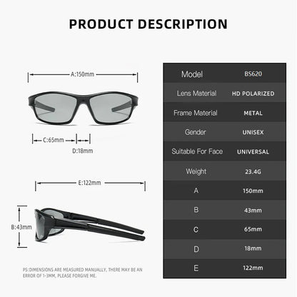 Photochromic Polarized Sports Vintage Sunglasses Men Women Fishing Cycling Driving Mountaineering Chameleon Sun Glasses UV400