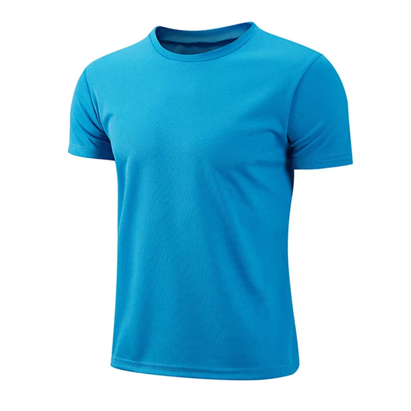 Mens T-shirt Print Casual Exercise Tops Outdoor Jogging Marathon Clothing Summer Quick-Drying Mesh Tees Daily Cycling Sportswear