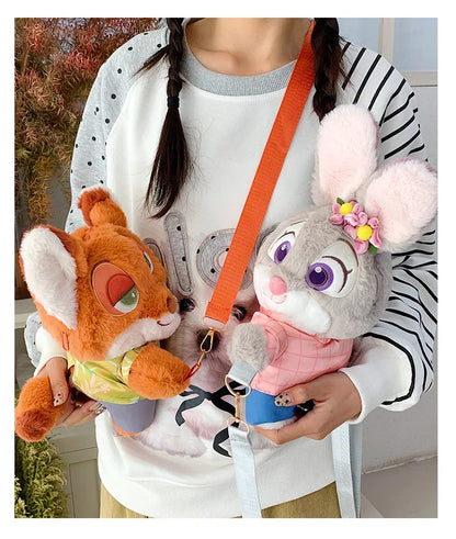 New Zootopia Doll Crossbody Bag Cartoon Judy Hopps Shoulder Bag Holiday Gift Large Capacity Portable Storage Commuter Bag