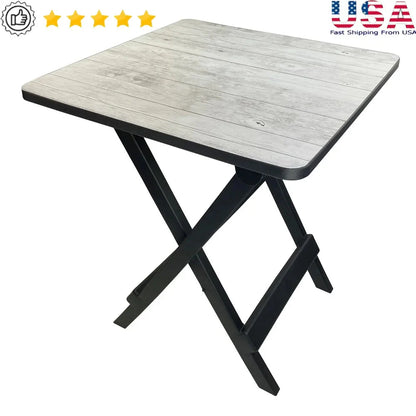 19 Inch Folding Camp Side Table Adjustable Height Lightweight Portable Plastic Outdoor Indoor Compact Stowable Easy Clean