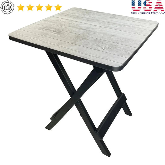 19 Inch Folding Camp Side Table Adjustable Height Lightweight Portable Plastic Outdoor Indoor Compact Stowable Easy Clean